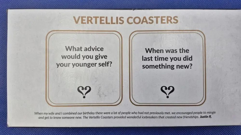Vertellis Coasters Conversation Starters Box of 20 NEW